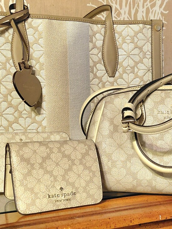 kate spade Handbags - Kate Spade Tote Mini Wristlet Wallet 4 pc Spade Pattern Woven In Northern Italy
